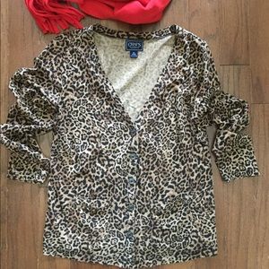 Chaps button up leopard cardigan